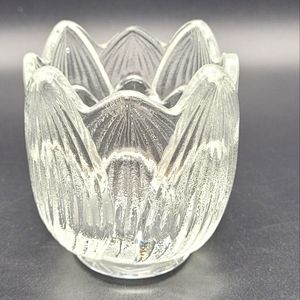 Fenton Clear Glass Lotus Candle Votive Holder HTF